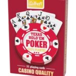 TREFL Karty Texas Hold'em Poker Jumbo Index Casino Quality 100% Plastic kolor czerwony